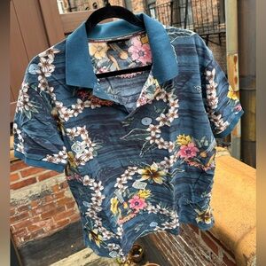 Scotch & Soda Floral Navy Polo Shirt